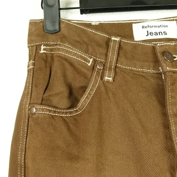 Reformation Jeans Womens SZ 24 Cowboy High Rise Straight Cowgirl Rodeo Preppy - Picture 2 of 12